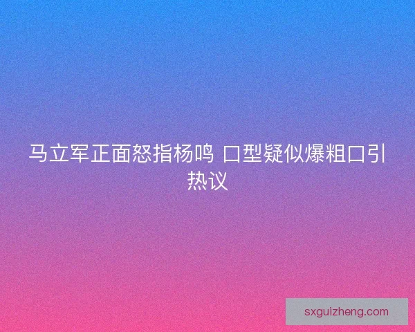 马立军正面怒指杨鸣 口型疑似爆粗口引热议